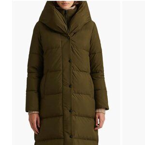 Lauren Ralph Lauren Oversized Pillow Hood Collar Quilted Down Jacket Coat Loden